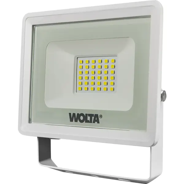 Прожектор светодиодный уличный SMD Wolta WFL-30W/08W 30 Вт 5700 К нейтральный белый свет прожектор светодиодный уличный wolta wfl 50w 08s 50 вт 5700 к ip65 нейтральный белый свет с датчиком движения