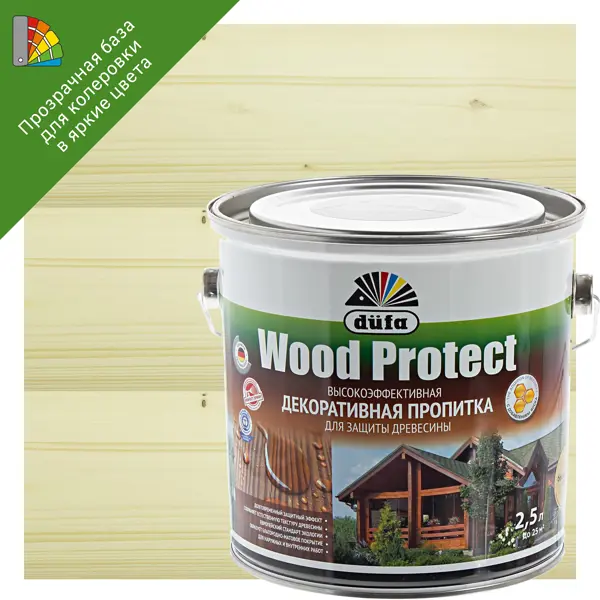 Антисептик Wood Protect прозрачный 2.5 л пропитка для древесины dufa wood protect полуматовая палисандр 9 л