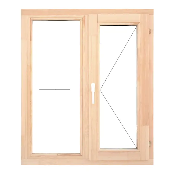 Окно деревянное двустворчатое сосна 1160x970 мм (ВхШ) однокамерный стеклопакет цвет натуральный