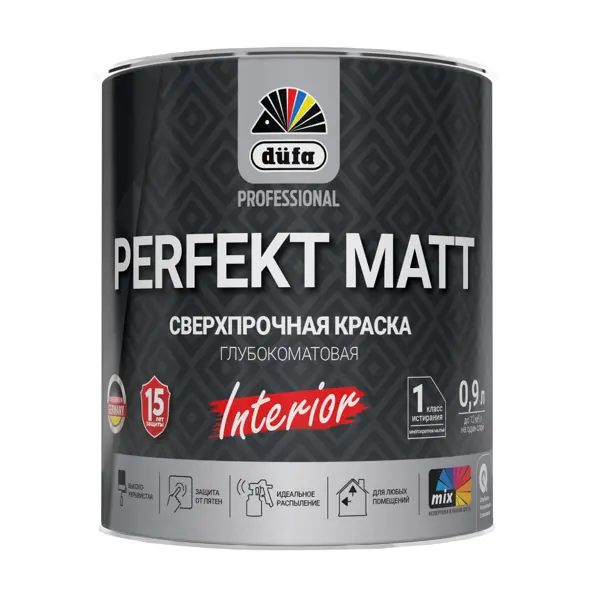 Краска для стен и потолков Dufa Perfekt Matt матовая цвет белый база Б1 0.9 л