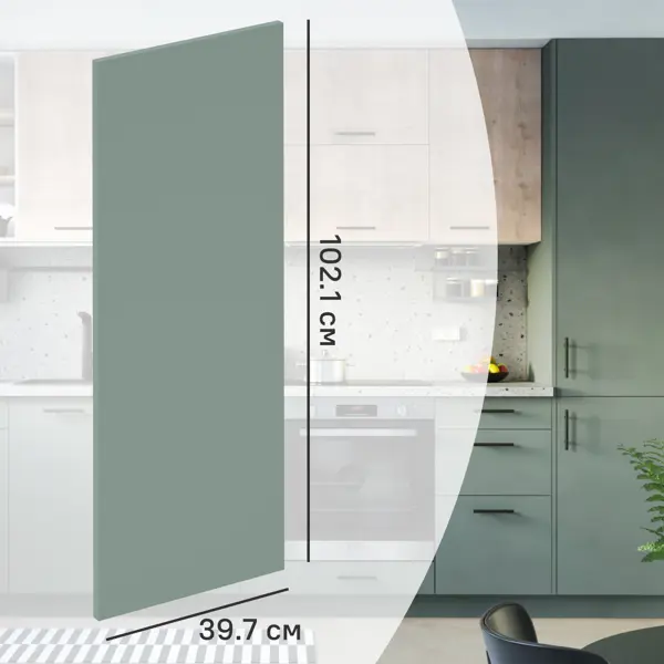 Фасад для кухонного шкафа София грин 39.7x102.1 см Delinia ID ЛДСП цвет зеленый фасад для кухонного шкафа софия 39 7x102 1 см delinia id лдсп серый