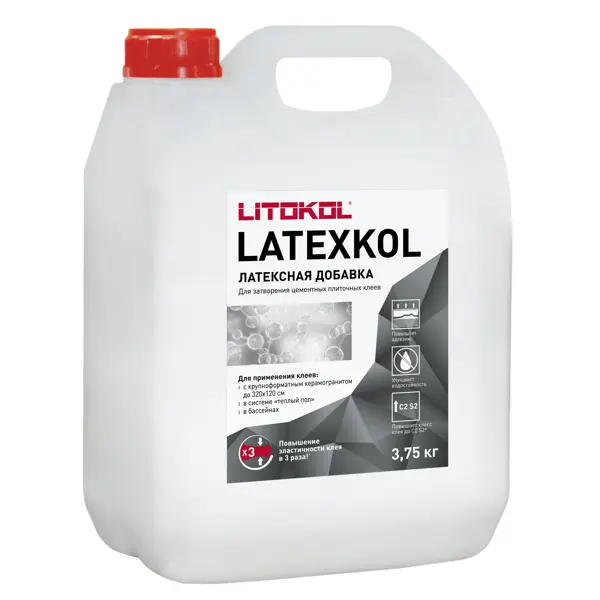Добавка для цементных клеев Litokol Latexkol 3.75 кг ровнитель для пола litokol