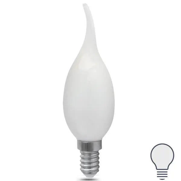 Лампа светодиодная Gauss Filament Milky Е14 9 Вт свеча на ветру 610 Лм нейтральный белый свет лампочка gauss 104801207 s filament candle
