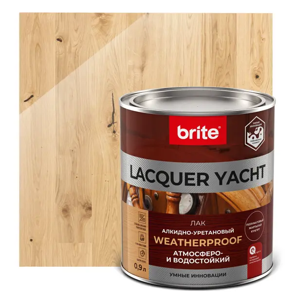 Лак яхтный Lacquer Yacht 0.9 л полуматовый яхтный лак eurotex