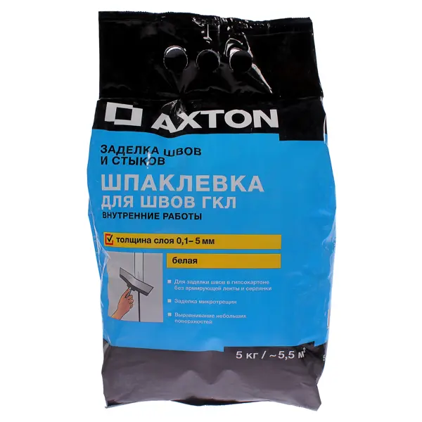 Шпаклёвка для швов гипсокартона Axton 5 кг подложка axton xps 3 мм 6 м²