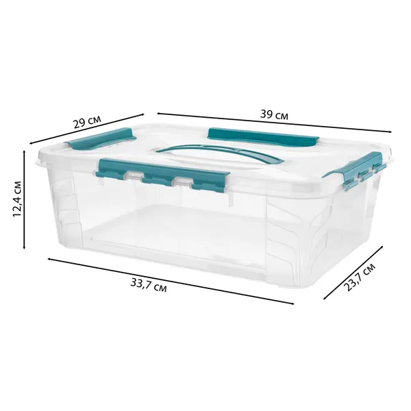 Ящик для хранения Grand Box 39x29x12.4 см 10 л пластик с крышкой цвет прозрачный кофр для хранения одежды 1 секция 38х26 см войлок с ручкой серый ох002