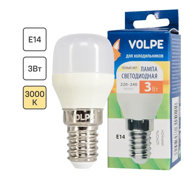 Лампа светодиодная Volpe для холодильника E14 220-240 В 3 Вт 250 Лм, тёплый белый свет