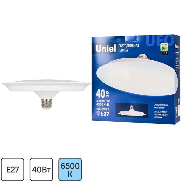 Лампа светодиодная Uniel UFO220 E27 220 В 40 Вт диск матовый 3200 лм холодный белый свет музыкальная игрушка любимый зайчик звук свет голубой