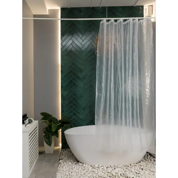 Штора для ванной с кольцами Swensa Slip 3D 180x195 см EVA цвет прозрачный