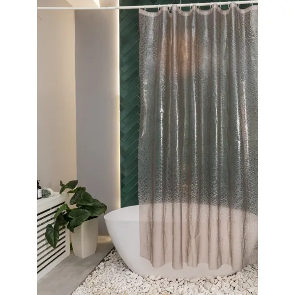 Штора для ванной с кольцами Swensa Coin 3D 180x195 см EVA цвет прозрачный штора для ванной swensa miss 180x200 см полиэстер бело
