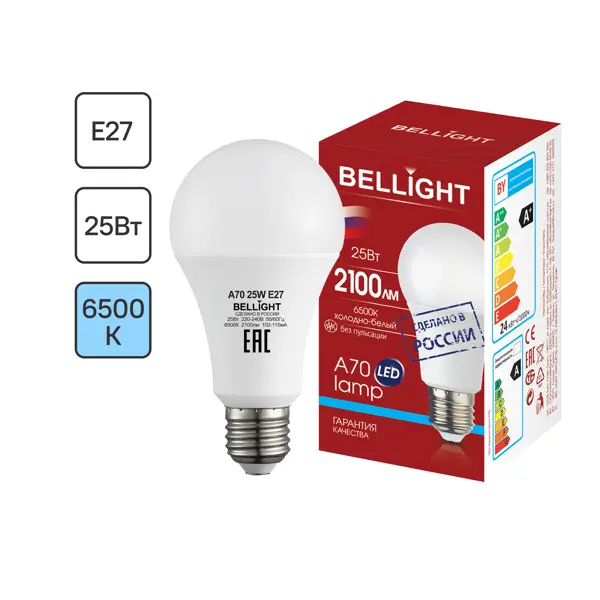 Лампа светодиодная Bellight Е27 220-240 В 25 Вт груша 2100 лм холодный белый цвет света фен vitek vt 1301 2100 вт