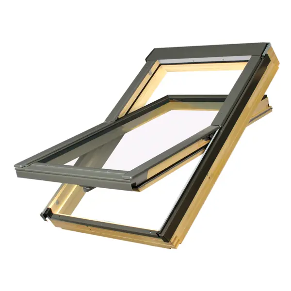 Мансардное окно Fakro FTP (CH) 78x140 см сосна окно деревянное одностворчатое сосна 580x580 мм вхш поворотное однокамерный стеклопакет натуральный