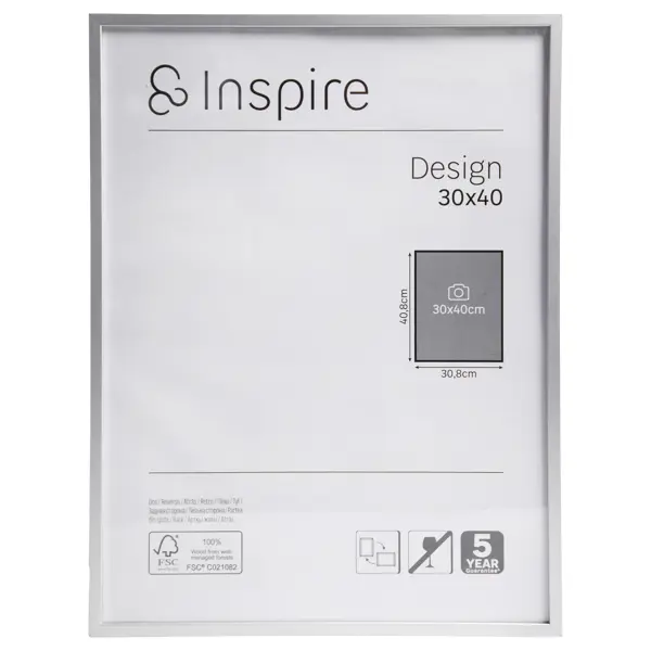Рамка Inspire Design 30x40 см алюминий цвет серебро аксессуар очки сплошные серебро