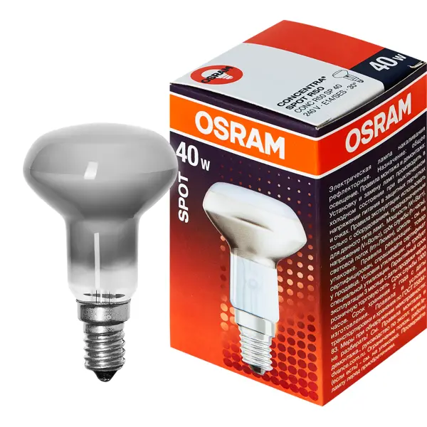 Лампа накаливания Osram спот R50 40 Вт свет тёплый белый тайские фонарики перламутр 3 5 м теплый белый свет белый