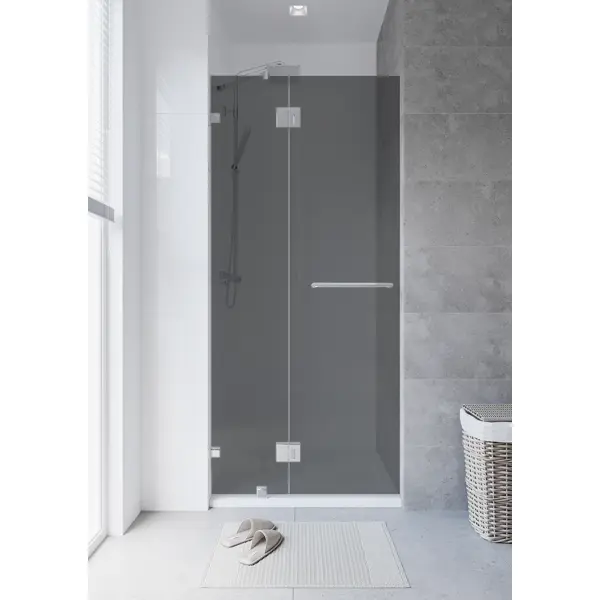 Душевая дверь Март Классика тонированная распашная 100x195 см стеллаж для ванной комнаты угловой март ferro 35x35x105 см белый