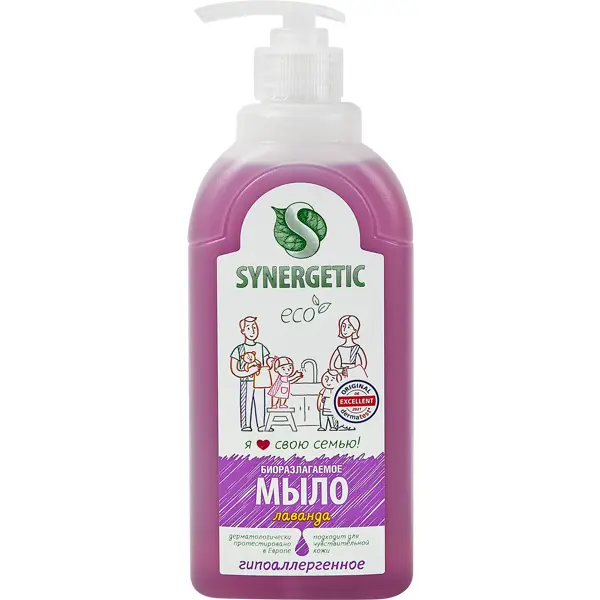 Жидкое мыло для рук Synergetic лаванда 500 мл жидкое мыло synergetic аромамагия гипоаллергенное 5l 4623722341327