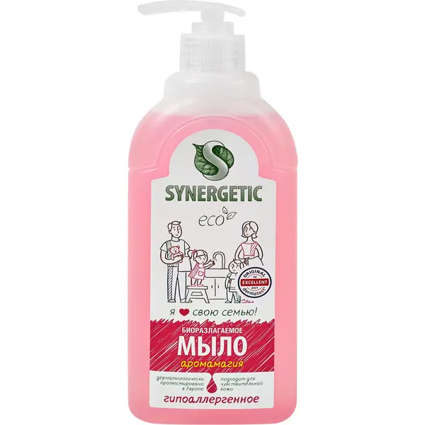 Жидкое мыло для рук Synergetic аромамагия 500 мл жидкое мыло для удаления легких загрязнений с кожи алфавит защиты