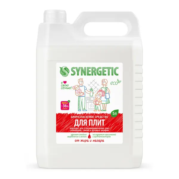 Средство чистящее для плит от жира нагара Synergetic 5л чистящее средство delonghi dlsc500