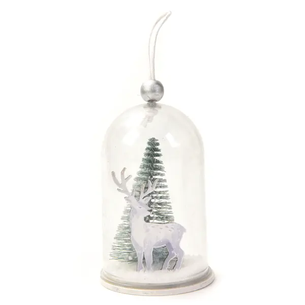Елочная игрушка Купол с оленем 10.5x6 цвет белый мягкая подвеска олень в костюмчике с орнаментом лес в носке 7х13 см серый