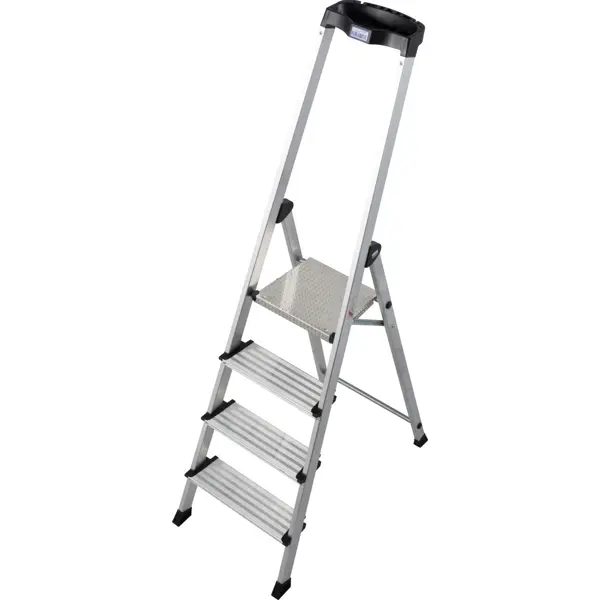 Стремянка алюминиевая Krause Safety Plus 127921 4 ступени, максимальная нагрузка 150 кг поручень для лестницы с платформой 3 4 ступени krause