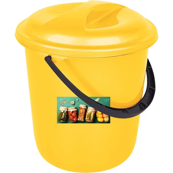 фото Ведро с крышкой fun summerа 7 л полипропилен цвет желтый без бренда