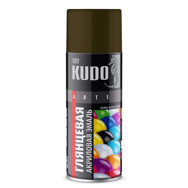 Эмаль аэрозольная универсальная KUDO акриловая глянцевая цвет хаки 520 мл эмаль универсальная kudo ku 1005 хаки глянцевый 520мл