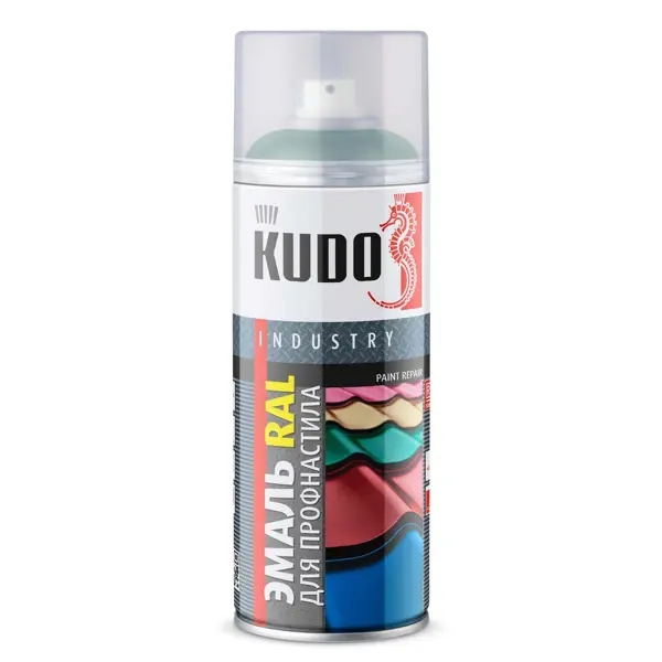 Эмаль аэрозольная для металлочерепицы KUDO акриловая глянцевая цвет зеленый мох 520 мл эмаль для металлочерепицы kudo