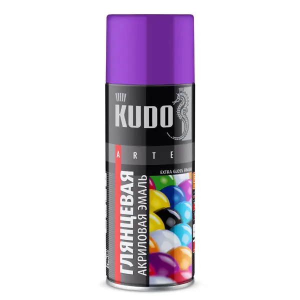 Эмаль аэрозольная универсальная KUDO акриловая глянцевая цвет фиолетовый 520 мл эмаль аэрозольная kudo акриловая глянцевая золотая 520 мл