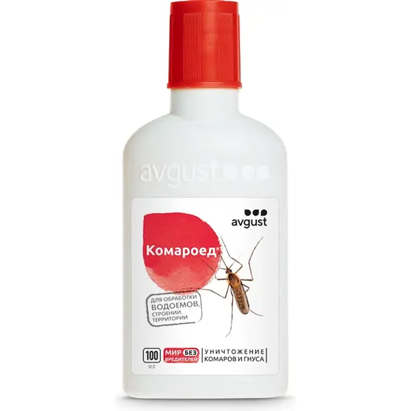 Средство от комаров Комароед для обработки территорий и водоёмов 100 мл концентрат гранд от тараканов клопов и других насекомых пластиковый флакон 100 мл