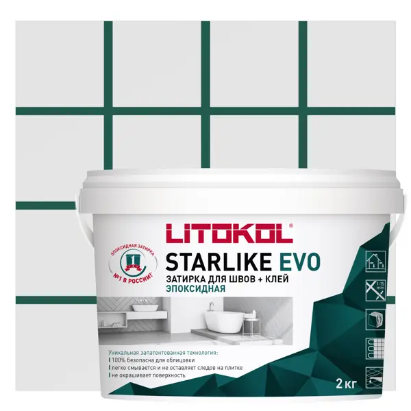 фото Затирка эпоксидная litokol starlike evo s.430 цвет зелёная хвоя 2 кг