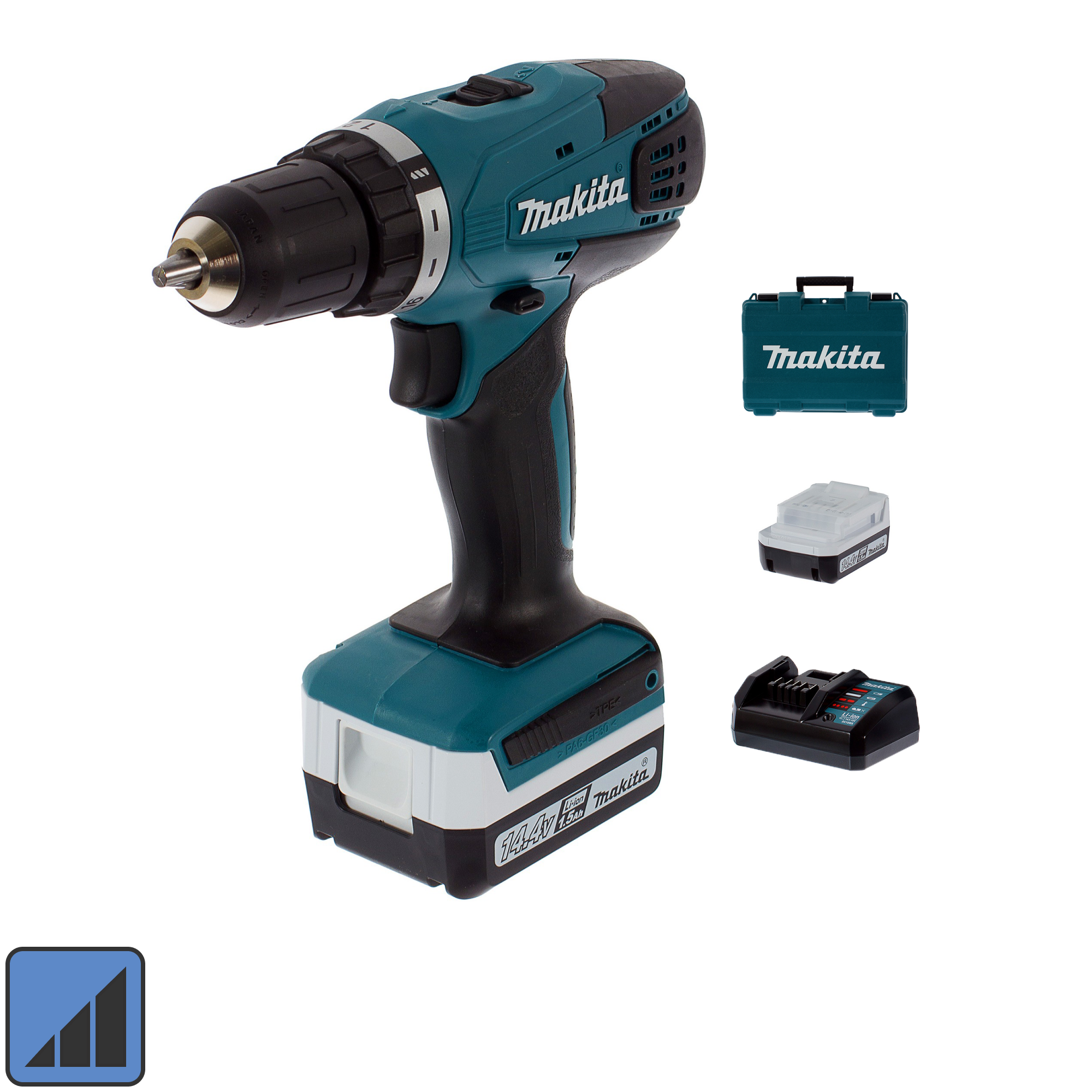 Дрель-шуруповерт аккумуляторная Makita DF347DWE, 14.4 В Li-ion 2x1.5 Ач ✳️  купить по цене 9990 ₽/шт. в Москве с доставкой в интернет-магазине Лемана  ПРО (Леруа Мерлен)