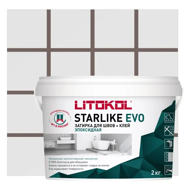 фото Затирка эпоксидная litokol starlike evo s.230 цвет какао 2 кг