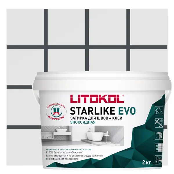 фото Затирка эпоксидная litokol starlike evo s.140 цвет чёрный графит 2 кг