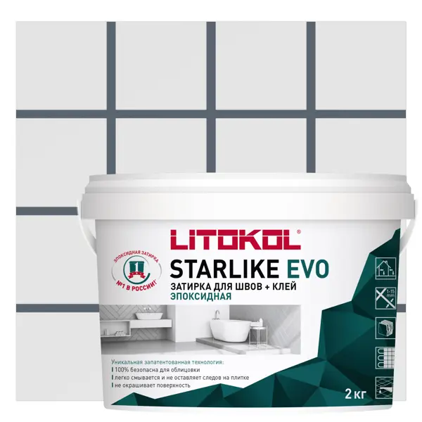 фото Затирка эпоксидная litokol starlike evo s.130 цвет серый бетон 2 кг