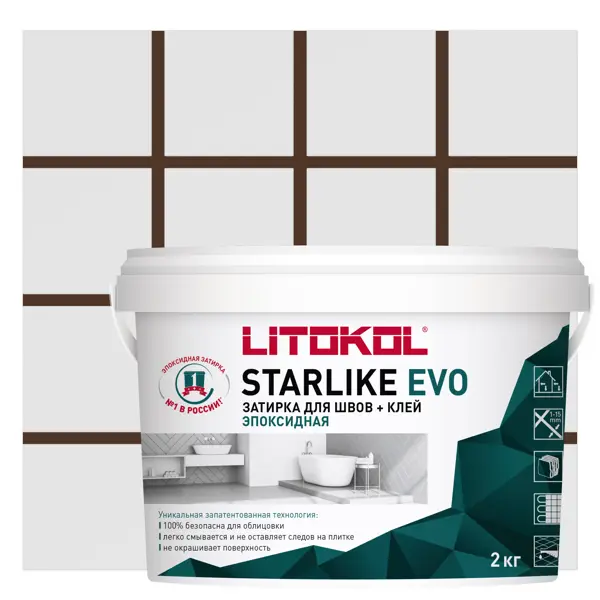 фото Затирка эпоксидная litokol starlike evo s.240 цвет мокко 2 кг