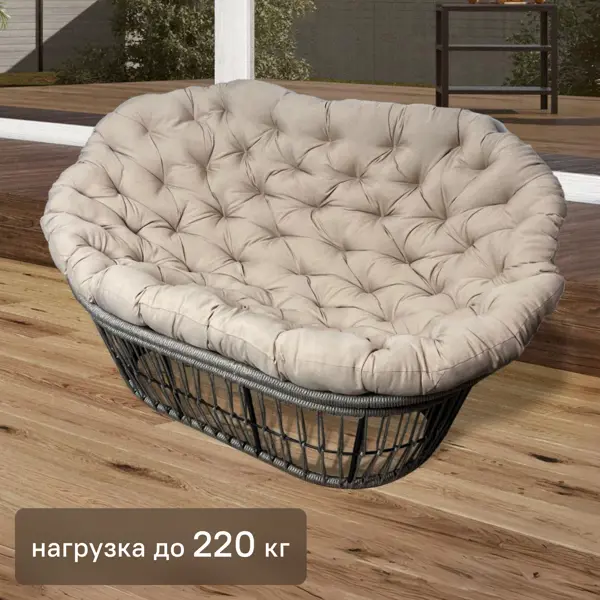 фото Диван садовый сорренто с подушкой 165x95x80 см роуп бежевый greengard