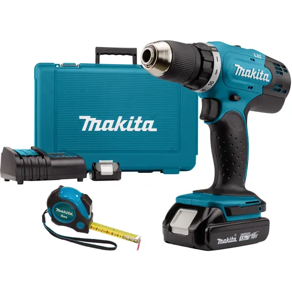 Дрель-шуруповерт аккумуляторная Makita DDF453SYE, 18 В Li-ion 2x1.5 Ач